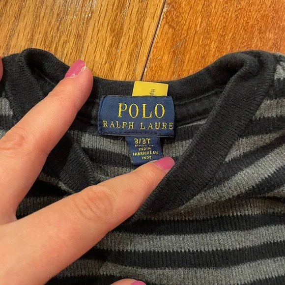 Polo Ralph Lauren Toddler Long Sleeve Shirt 3T Gray & Black - Picture 2 of 4